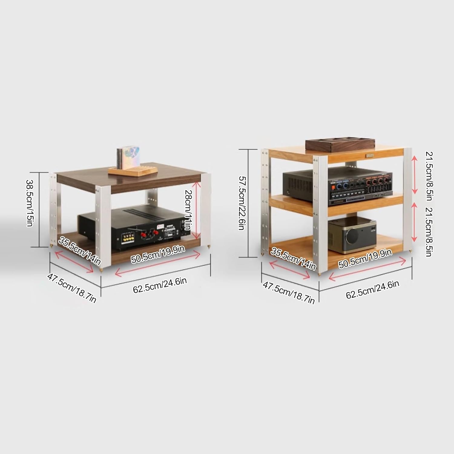 ZIHESY Wooden AV Media Stand Audio Cabinet Rack Tower with Adjustable Shelves