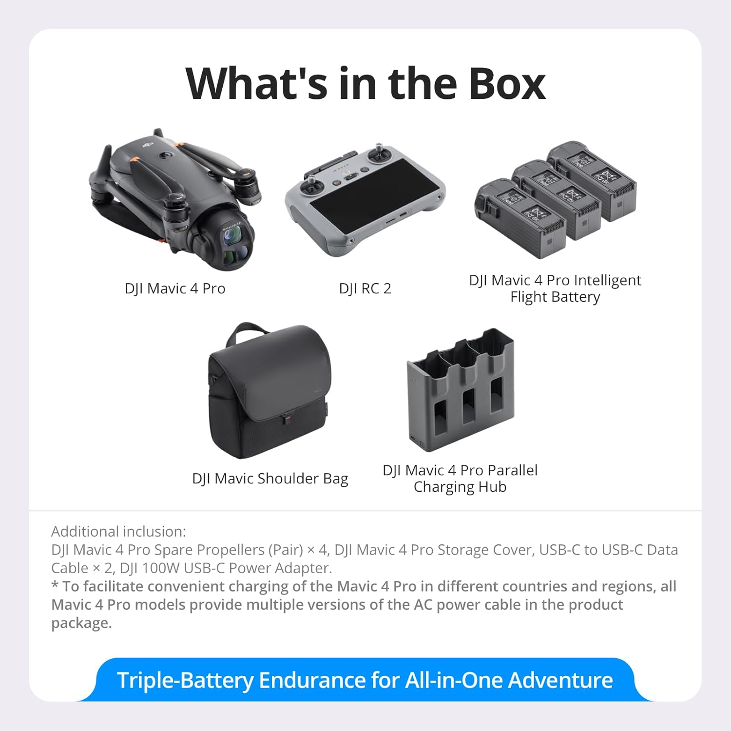 DJI Mavic 4 Pro Fly More Combo with DJI RC 2, Flagship Tri-Camera Drone with 100MP 4/3 CMOS Hasselblad Camera, 30km/18.6mi Video Transmission, 51-Min Max Flight Time, Charging Hub, and More