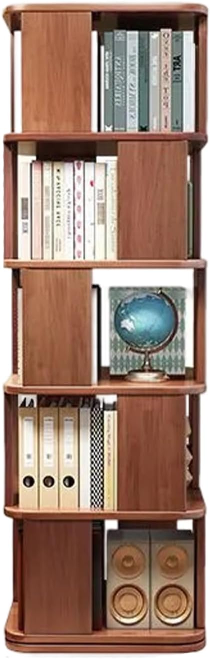 360 Rotating Bookshelf Tower - 2-5 Spinning Bookshelf Tower for Corner Book Shelf Books & Albums - Holds up to 100 Books & 550 Albums - Modern Office of Bookcases (Four Layers)