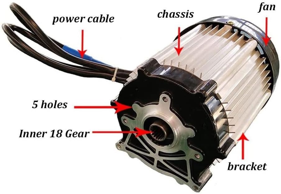 48V/60V/72V 2500W DC Motor, Brushless Motor 3000rpm High Speed Electric Scooter Motor for Electric Tricycle 4-Wheeled Vehicle