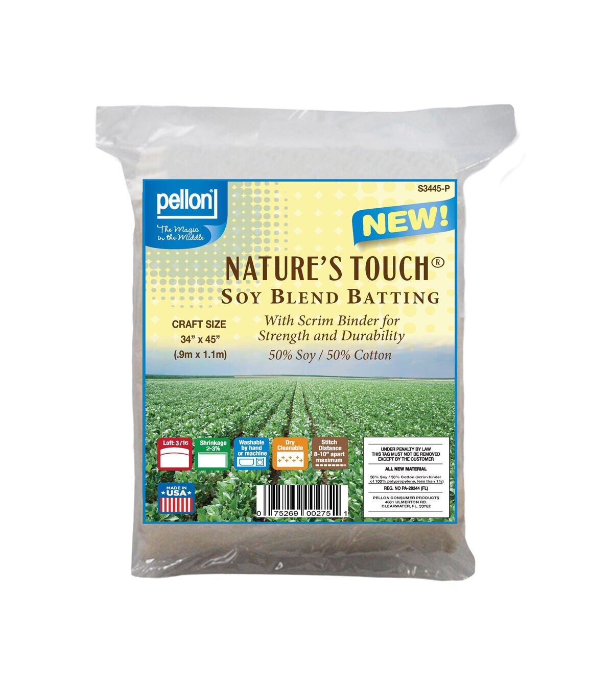 Pellon Nature's Touch Soy Blend Batting with Scrim Craft Size 34x45