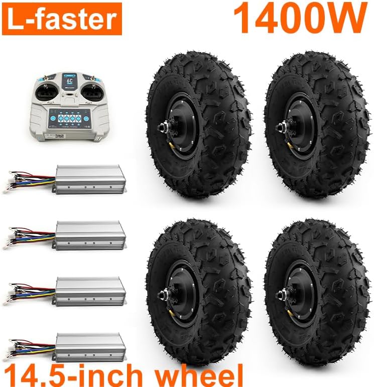 L-faster 4X4 4WD Adults Desert Beach ATV Trolley Cart Vehicle Scooter 1400W Brushless Hub Motor 14.5 Inch Wheels Kit