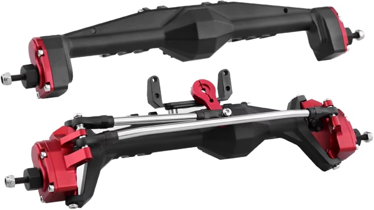 RC Axle Models For Axial For Capra 1.9 For UTB AXI03004 For Buggy F9 For Wraith 90018 RR10 1/10 RC Crawler All Metal Front And Rear Portal Axle Part(Red,1set)