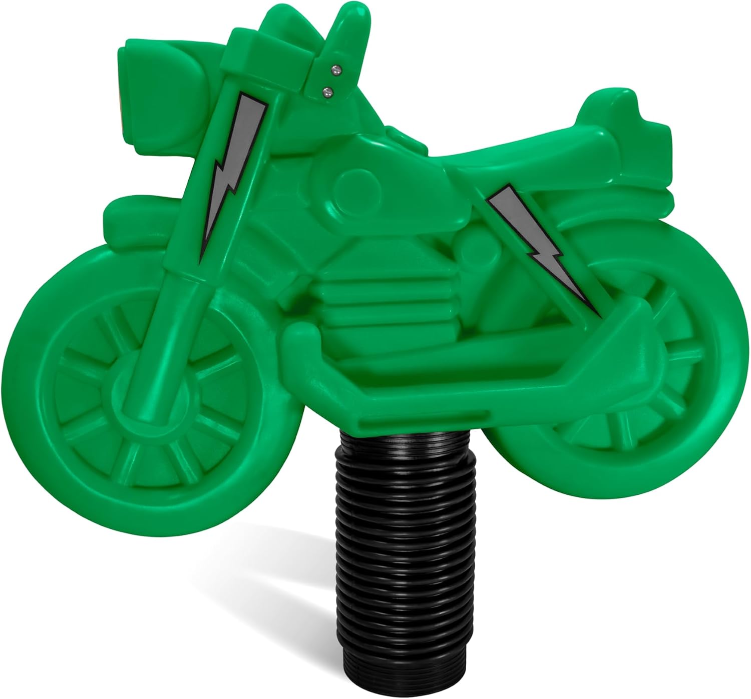 Motorcycle Spring Rider Roto-Molded Green, Child, Ride-On, Includes Rubber Spring, Decals