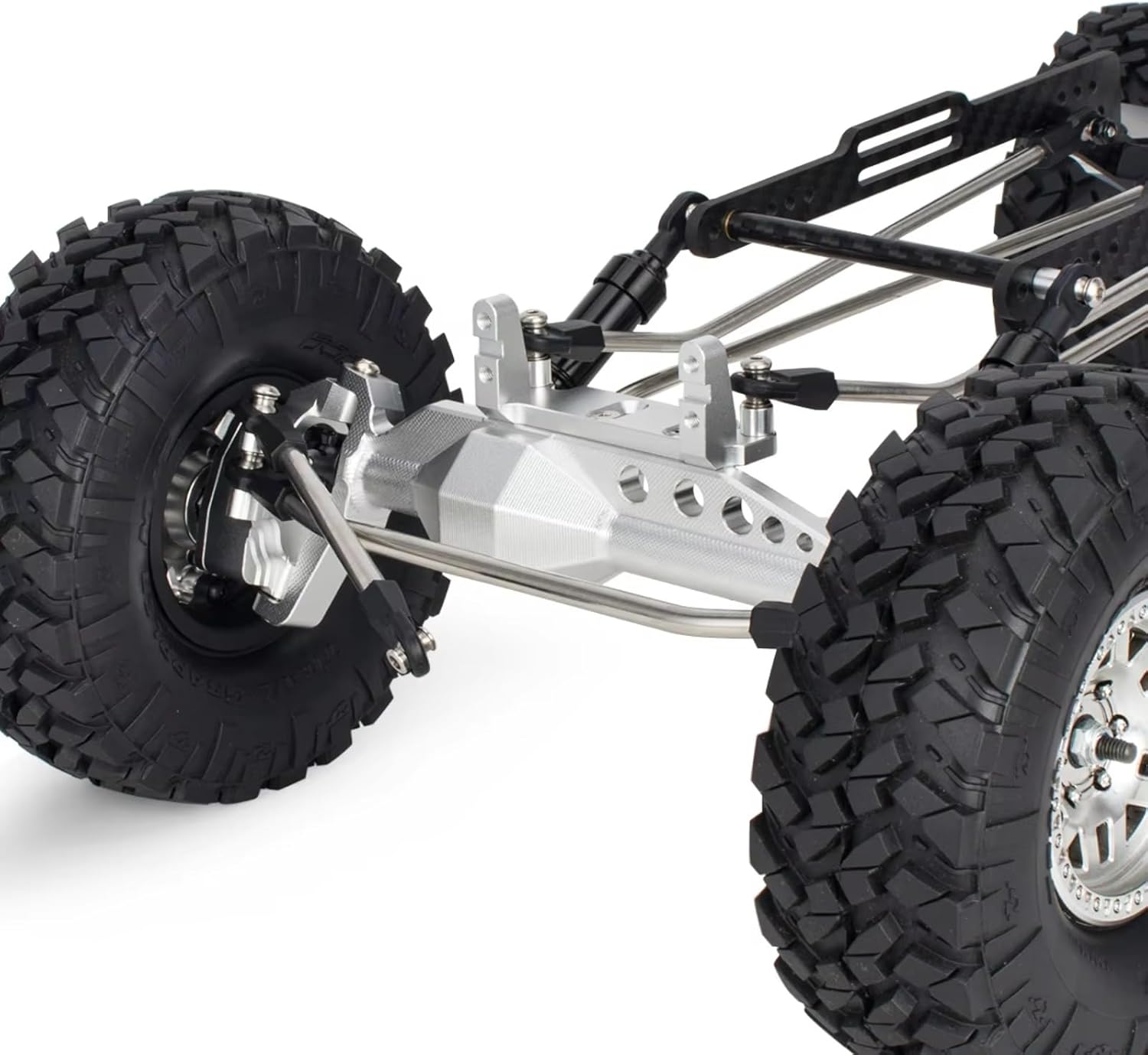 Rc Crawlers Axles For SCX10 III For Capra H10 For LCG 1/10 Offset Portal Axle Aluminum 4WS Set With Servo Mount 4 Wheel Steering Chassis Comp(Silver,1set)