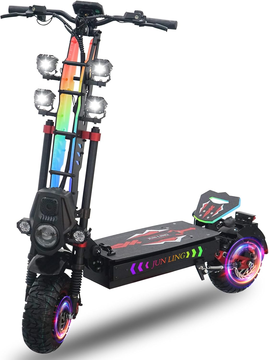 Electric Scooter Adults, 10000W Motor, Max Speed of 55 MPH, Up to 75 Miles Rangs, 60V/40Ah Battery, 13'' All-Terrain Tires, Front and Rear Hydraulic Shock Absorbers, RBG Light Foldable E-Scooter JL86