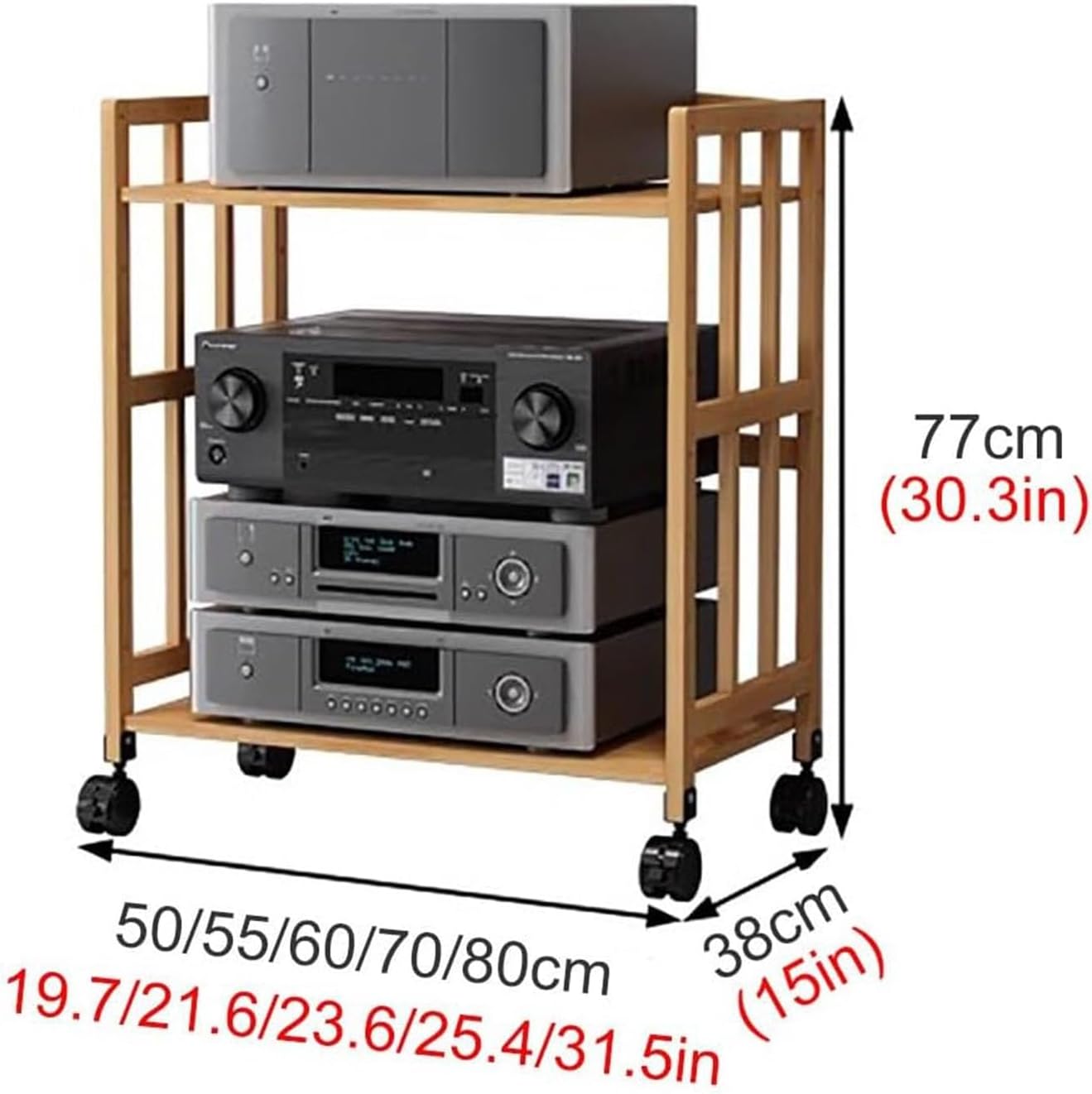 2/3/4/5-Tier AV Media Cabinet Stand Component Cabinet with Height Adjustable