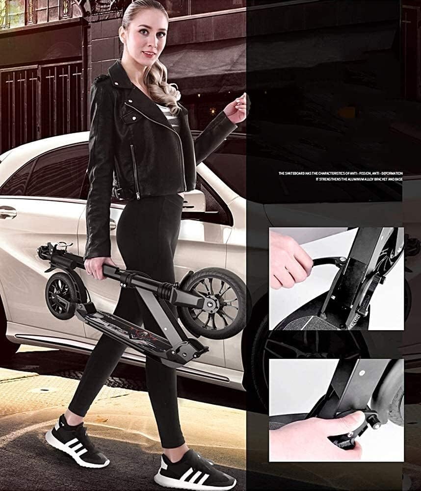 Scooters Kick Scooter for Adults Kids Unisex Adult Kick Scooters with Handbrake Hight-Adjustable Foldable Commuter Scooters with Big Wheels Birthday Gifts for Adults/Teens/Kids Up to 150kg Non-Ele (D