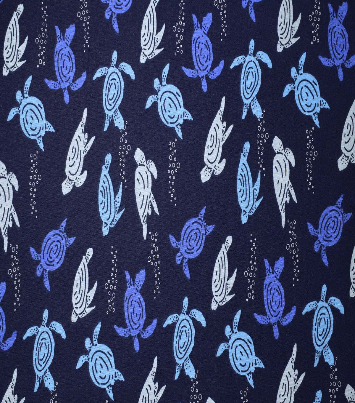 Underwater Turtles on Blue Cotton Fabric by Quilter's Showcase