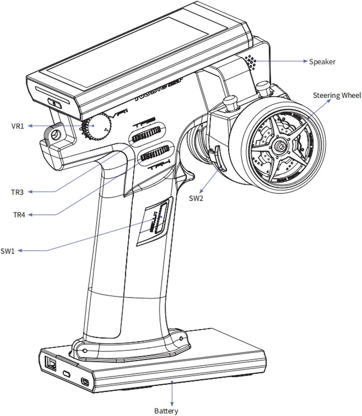 NB4+ Transmitter, 2.4GHz AFHDS 3 Protocol Remote Controller with 3.5 Inch IPS and USB Simulator, for RC Car Boat