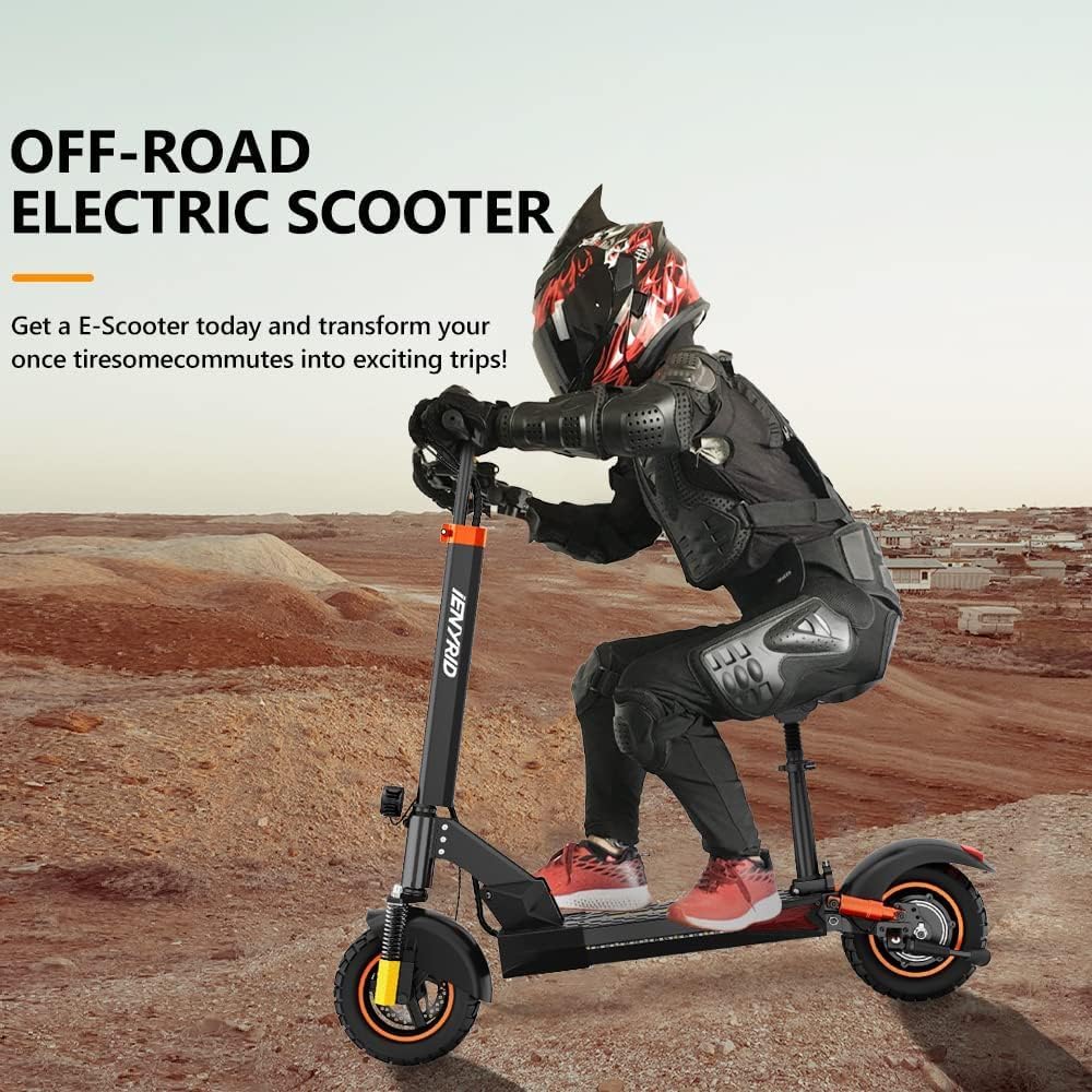 e Scooter for Adults, iENYRID Electric Scooter with Seat 1000W Peak Power Motorized Kick Scooters 10 Inch Off-Road Tires eScooter Up to 28mph Max, 20-30 Miles Long Range