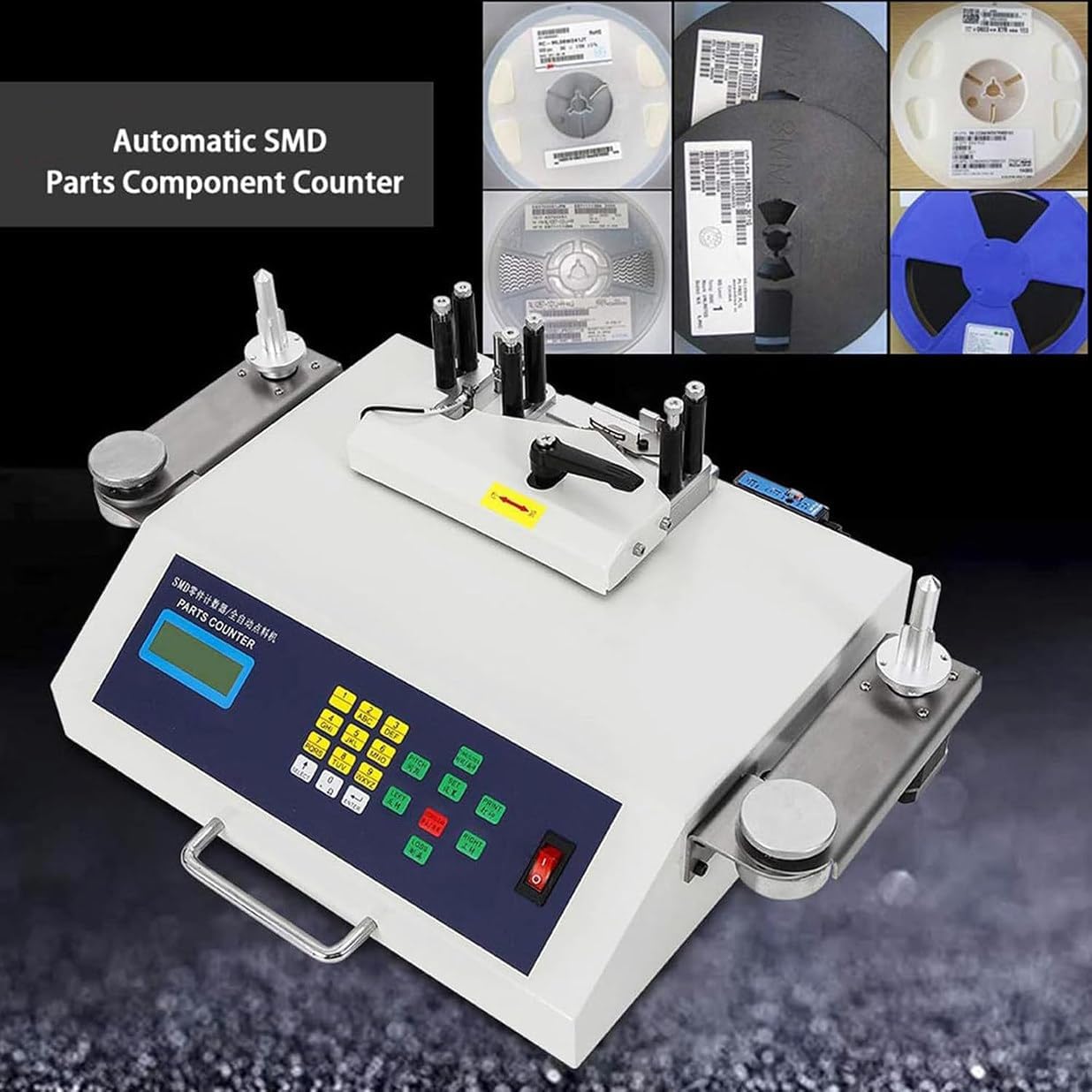 SMT SMD Component Counter, 50W Automatic SMT/SMD Parts Component Counting Machine with LCD Display, for Any Size Belt Wheel