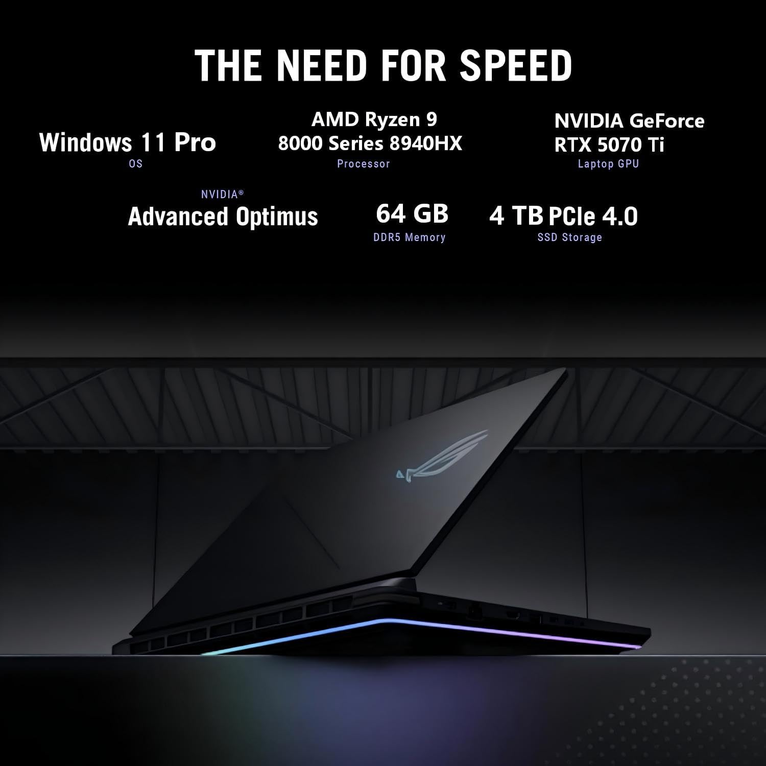 ASUS ROG Strix G16 Gaming Laptop, 64GB DDR5, 4TB SSD, AMD Ryzen 9 8940HX(Up to a 5.3 GHz), NVIDIA GeForce RTX 5070 Ti, 16