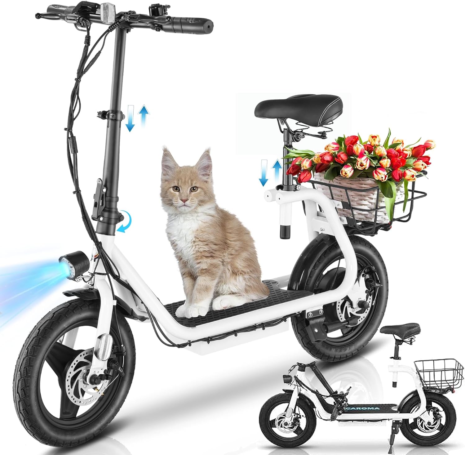 Tooluck Peak 1200W Electric Scooters with Seat, 14