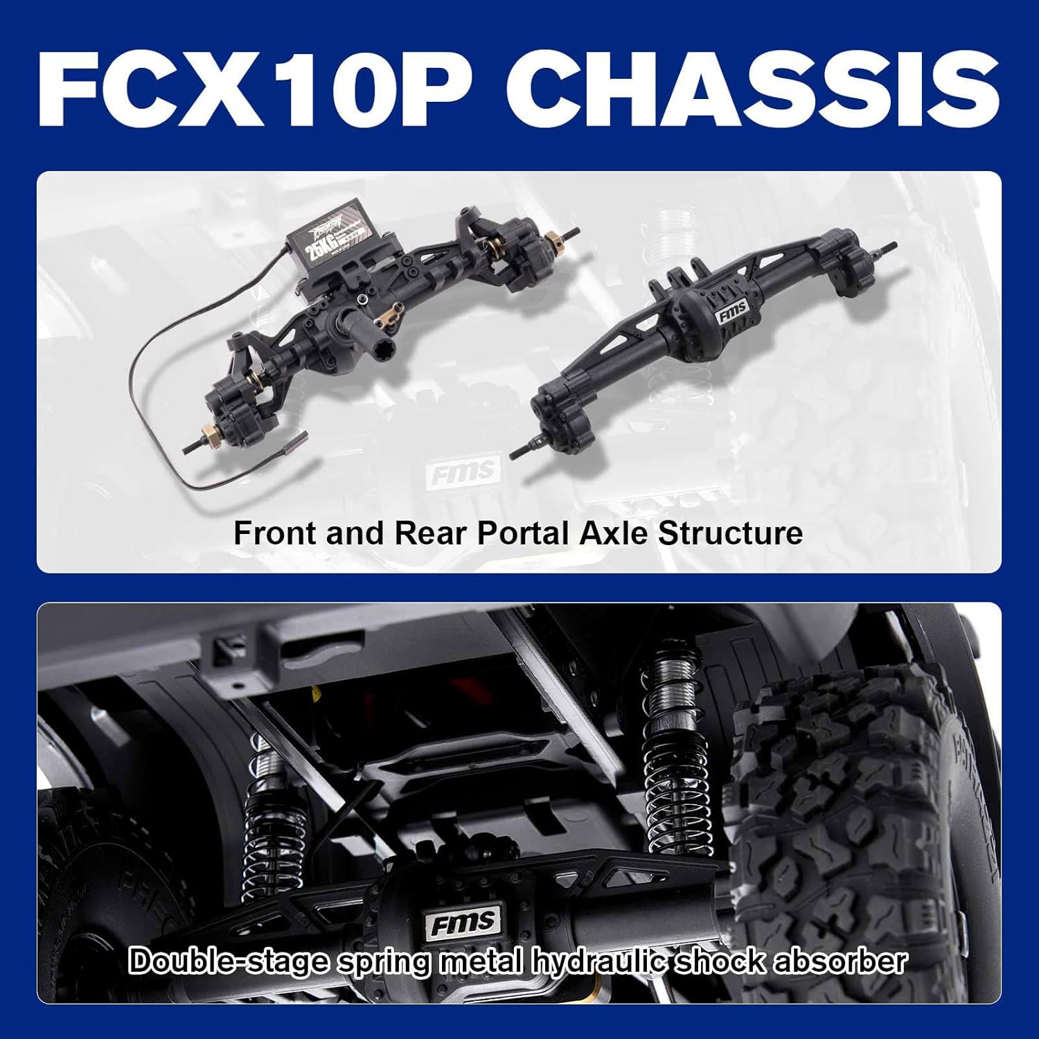 EAZYRC FMS FCX10 1/10 RC Crawler LC80 PRO V2-Official Toyota Licensed,High-Performance Brushless RC Crawler 4X4,Two Speed Transmission,Metal Chassis,Realistic LED Lights,RC Car for Adults (Blue)