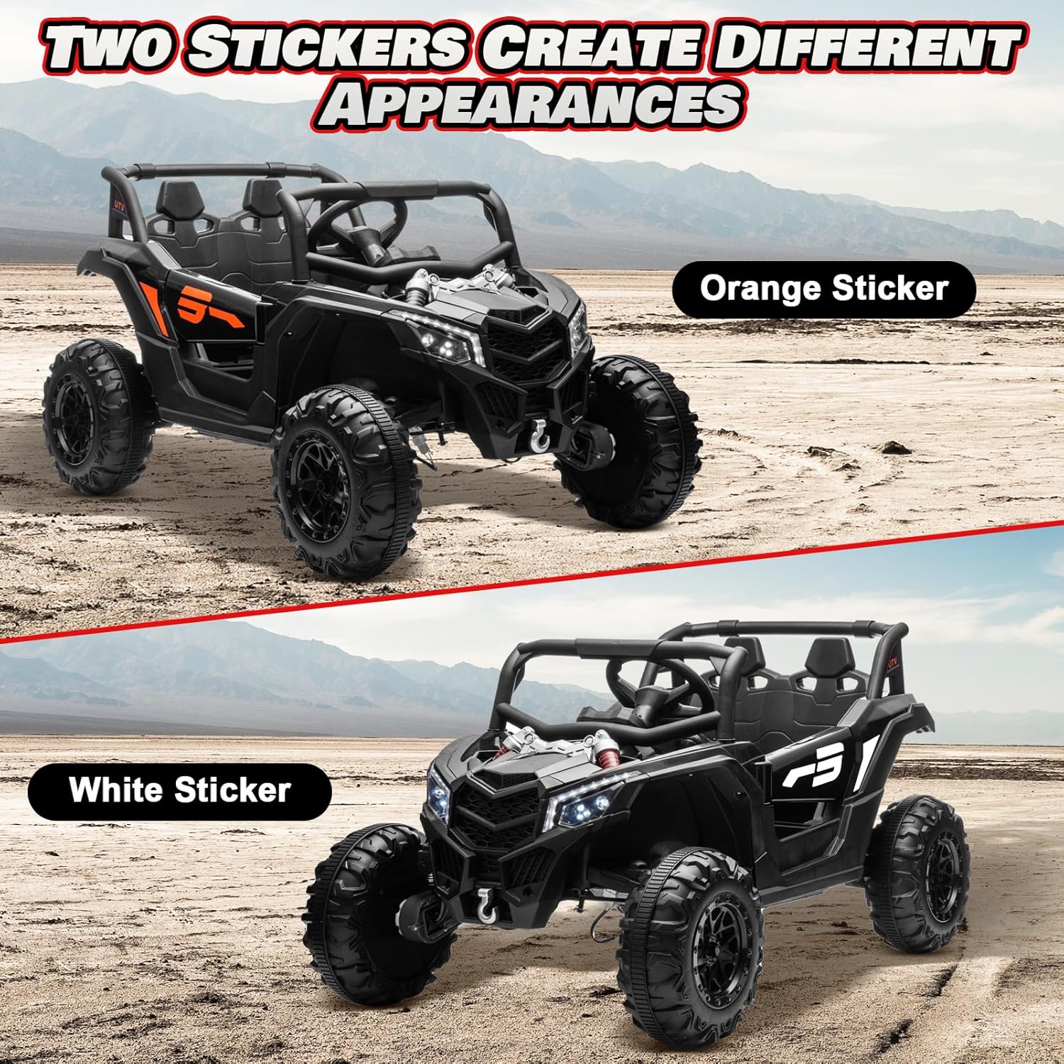 24V Ride On Car for Kids w/Remote Control, JOYRACER Battery Powered Off-Road UTV, 4x150W Motors,4 Shock Absorbers, 4.5 Mph Max Speed, Bluetooth, MP3, Lights, Electric Car for Big Kids