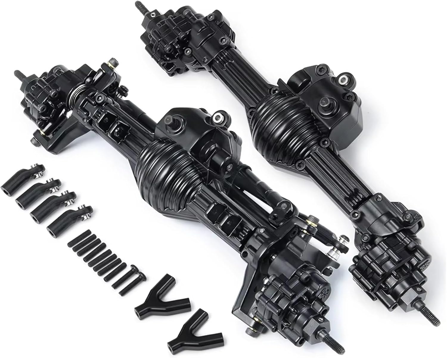 RC Car Parts Compatible with Axial for SCX10 II 90028 1/10 RC for Rock Crawler Metal Axle Upgrade Parts RC Car Front Rear Straight Axle(Rear and Front)