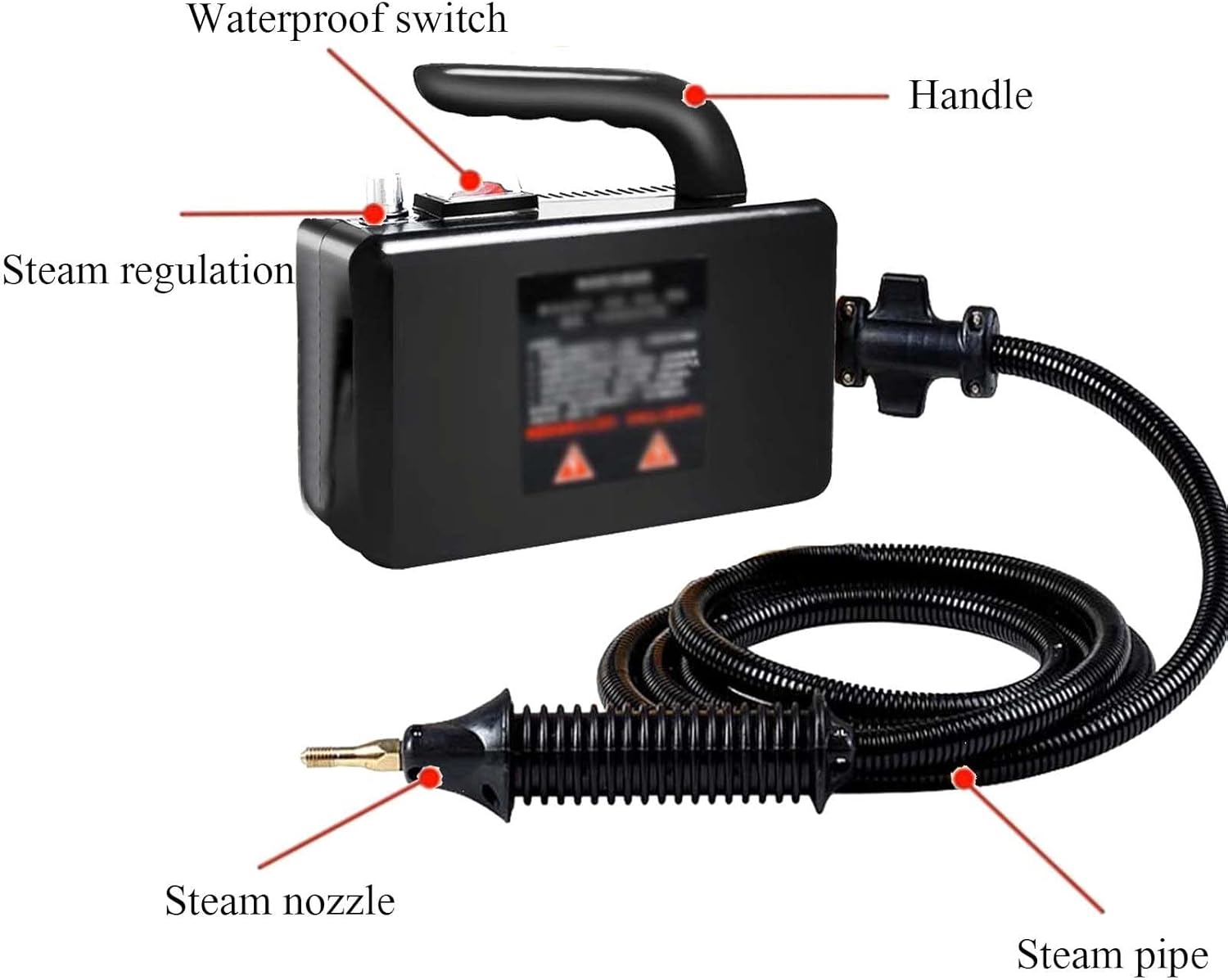 110V/220V High Pressure Steam Cleaner,2600W Handheld High Temperature Cleaner,Tankless Heavy Duty Household Grout Tile Kitchen Fuel Truck,Black-220V