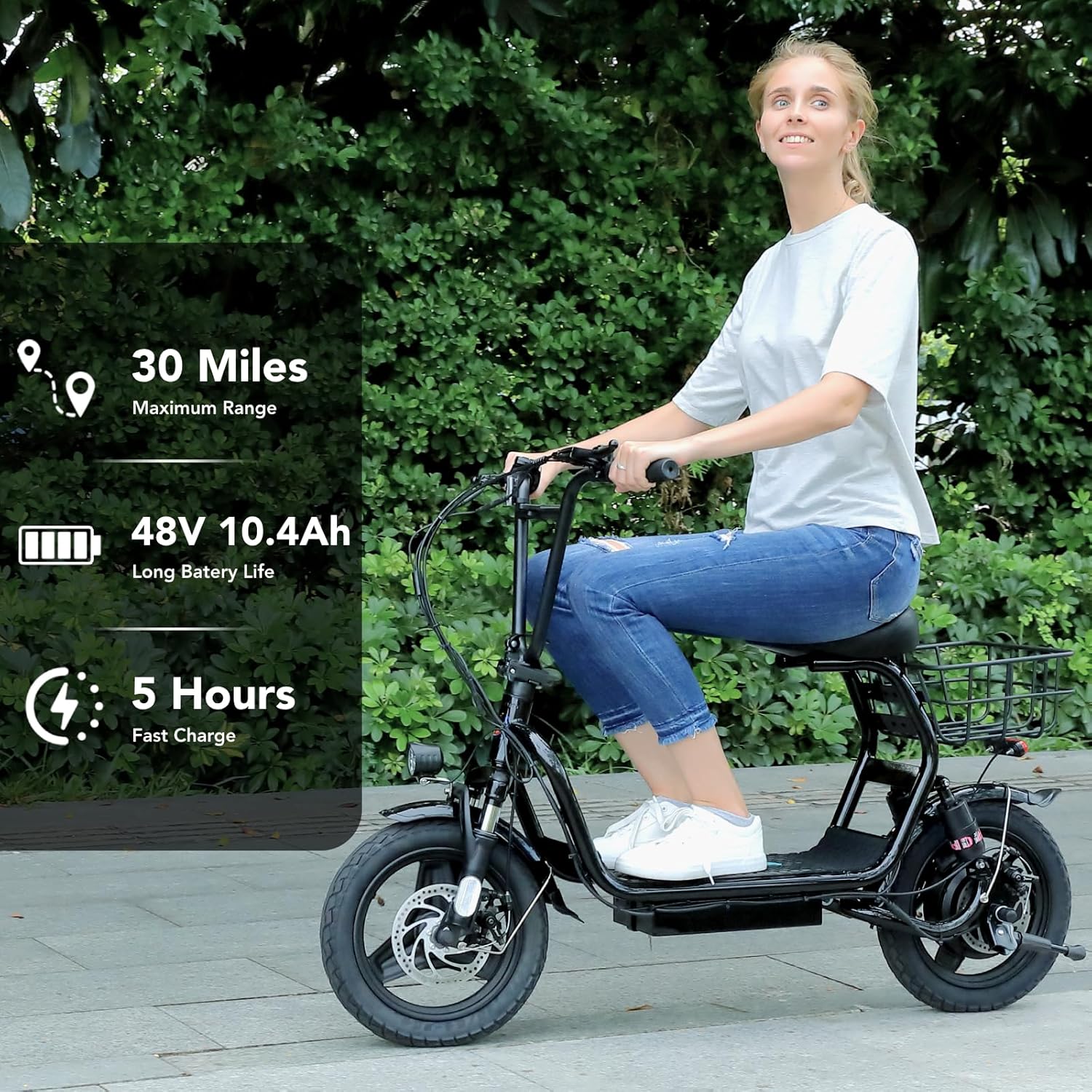 Caroma Electric Scooter for Adults with Seat, 800/1200W Motor, Max 30Miles Ranges&20Mph, 14