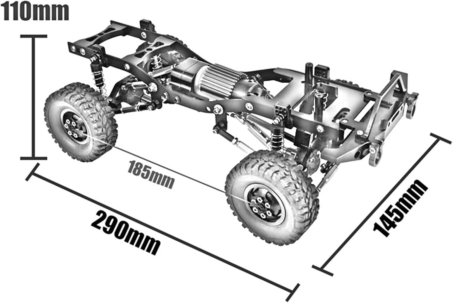 RC Cars Crawler Parts Compatible with WPL C14 C24 1/16 RC Car Metal Assembled Frame for Chassis Axle Gearbox Pull Rod Set Parts Accessories Whole Upgrade(Gray)