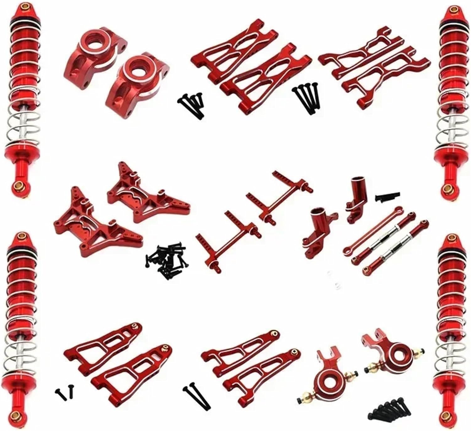 Rc Drift Cars Parts For UD1201 UD1202 UD-12PRO 1/12 Absorber Suspension Arm Shock Tower Link Kit RC Car Upgrade Parts Accessories(Red)