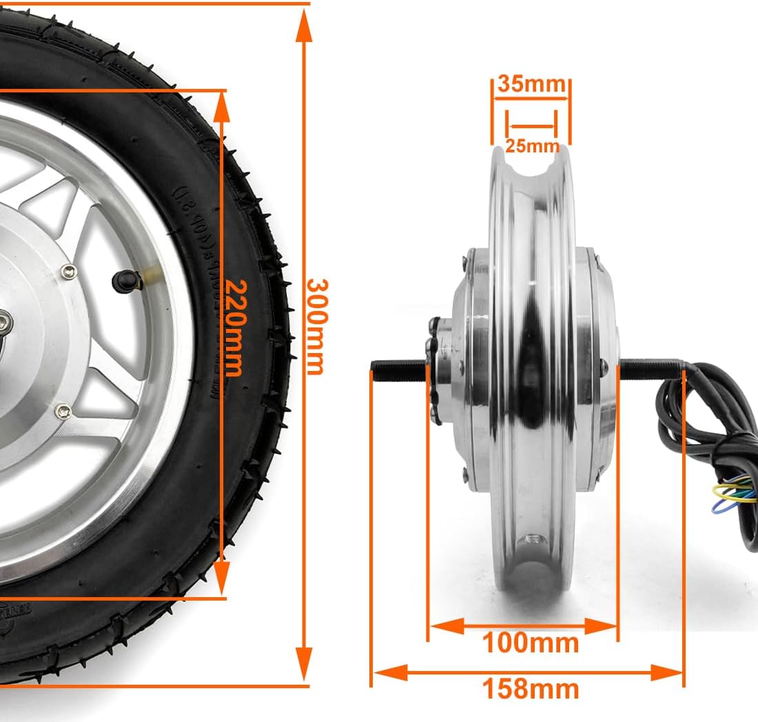 12 Inch 250W Hub Motor Front Drive Wheel With Tire Throttle Grip Brushless Controller For Bike Scooter Bicycle with the tire can reverse (36V can reverse)
