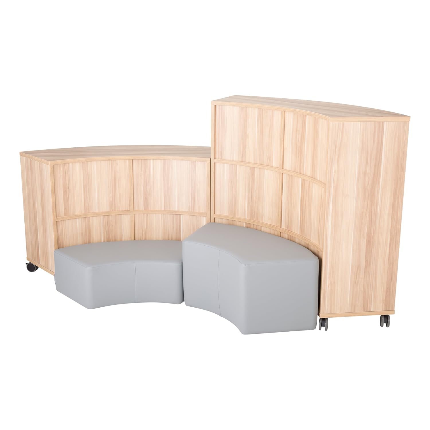 Learniture Curved Mobile Shelving/Bookcase, Six Openings, Dark Natural, LNT-AVO3001DM-SO