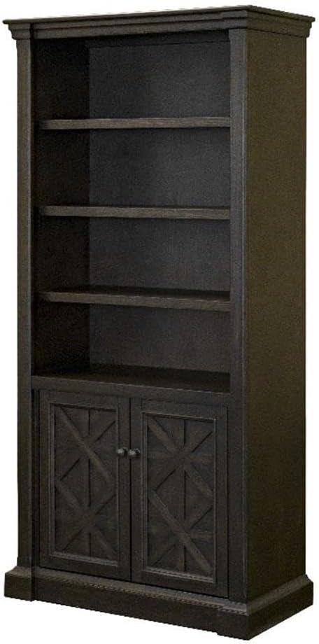 Traditional Wood Bookcase with Doors, Office Shelving, Storage Cabinet, Fully Assembled, Dark Brown