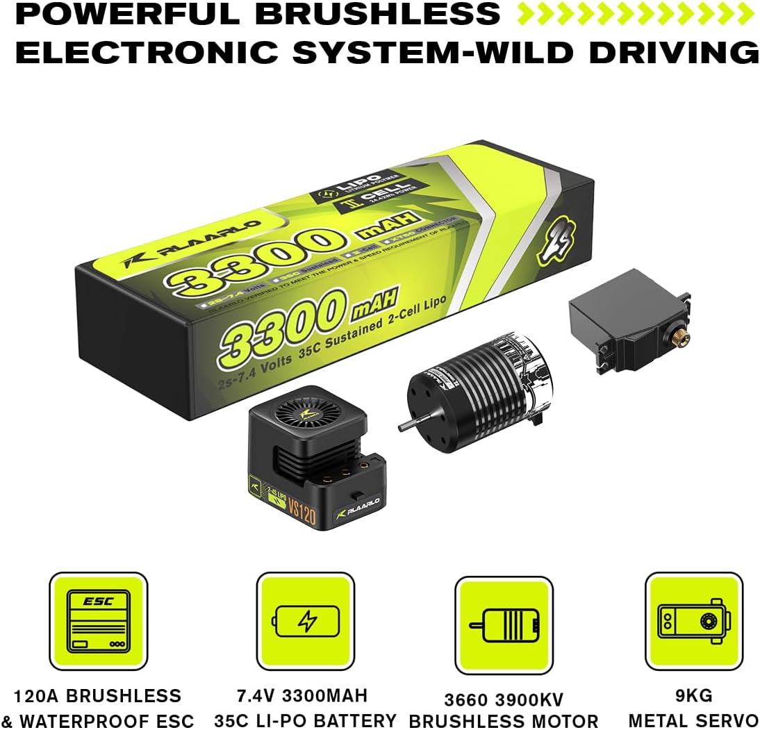 AMORIL RLAARLO 1/10 AK-787 Large Brushless High Speed RC Cars for Adults Fast 120 MPH,Hobby Remote Control Car with Carbon Fiber Chassis,CNC Split Driveshaft,Aluminum Wheel,500FT Range,Green