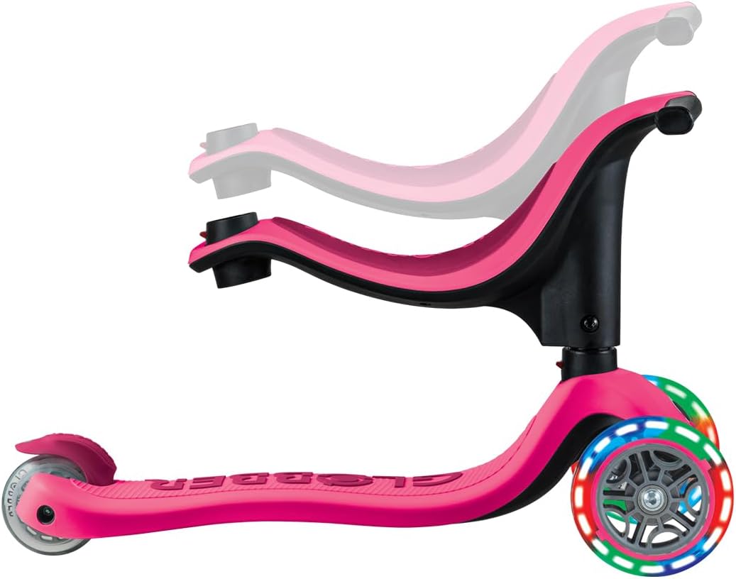 Globber - GO•UP Sporty Lights – scalable scooter with 3 wheels with seat, for children from 15 months to 6 years