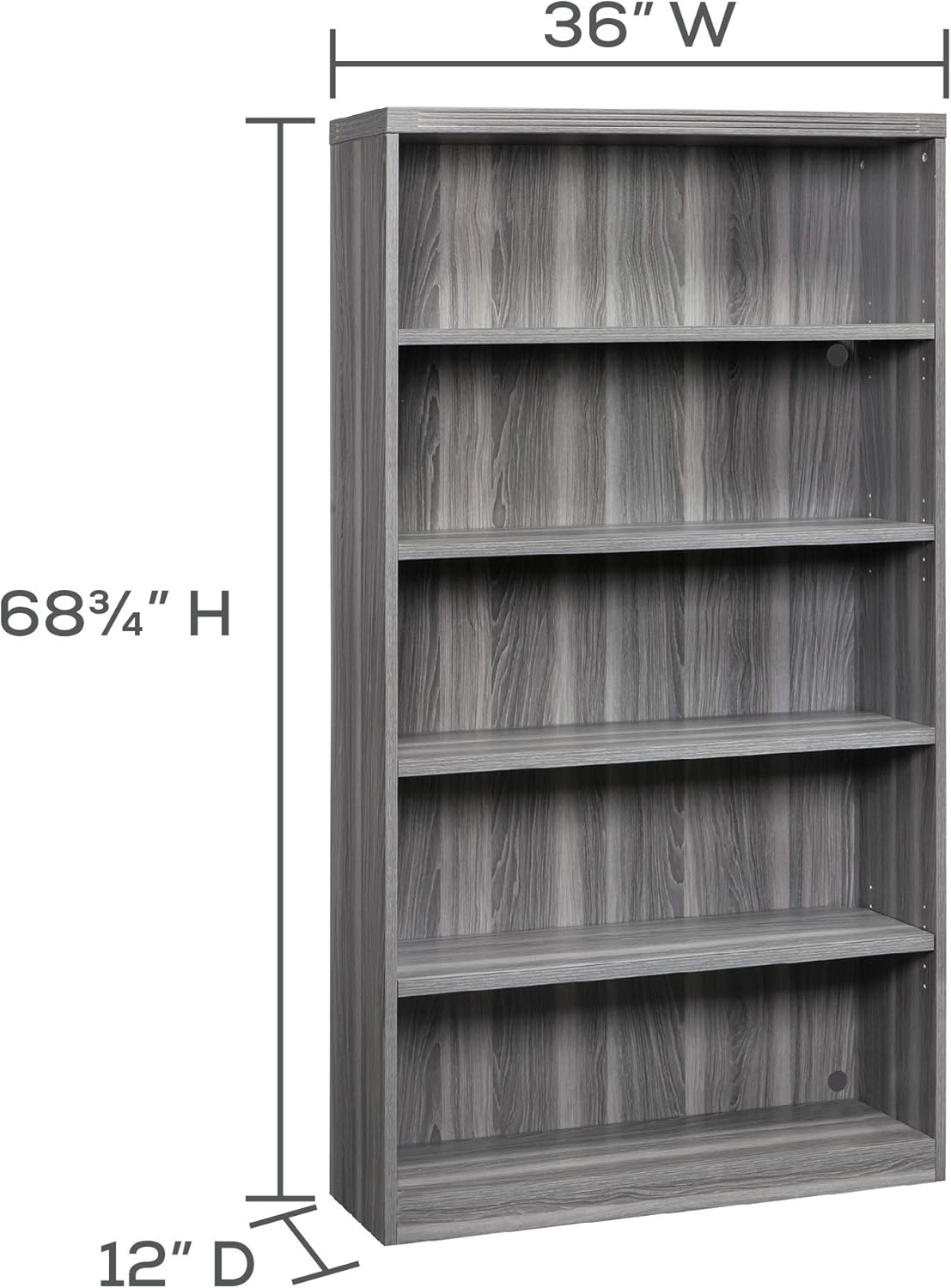 Mayline Aberdeen Bookcase, 5 Shelf, Gray Steel Tf