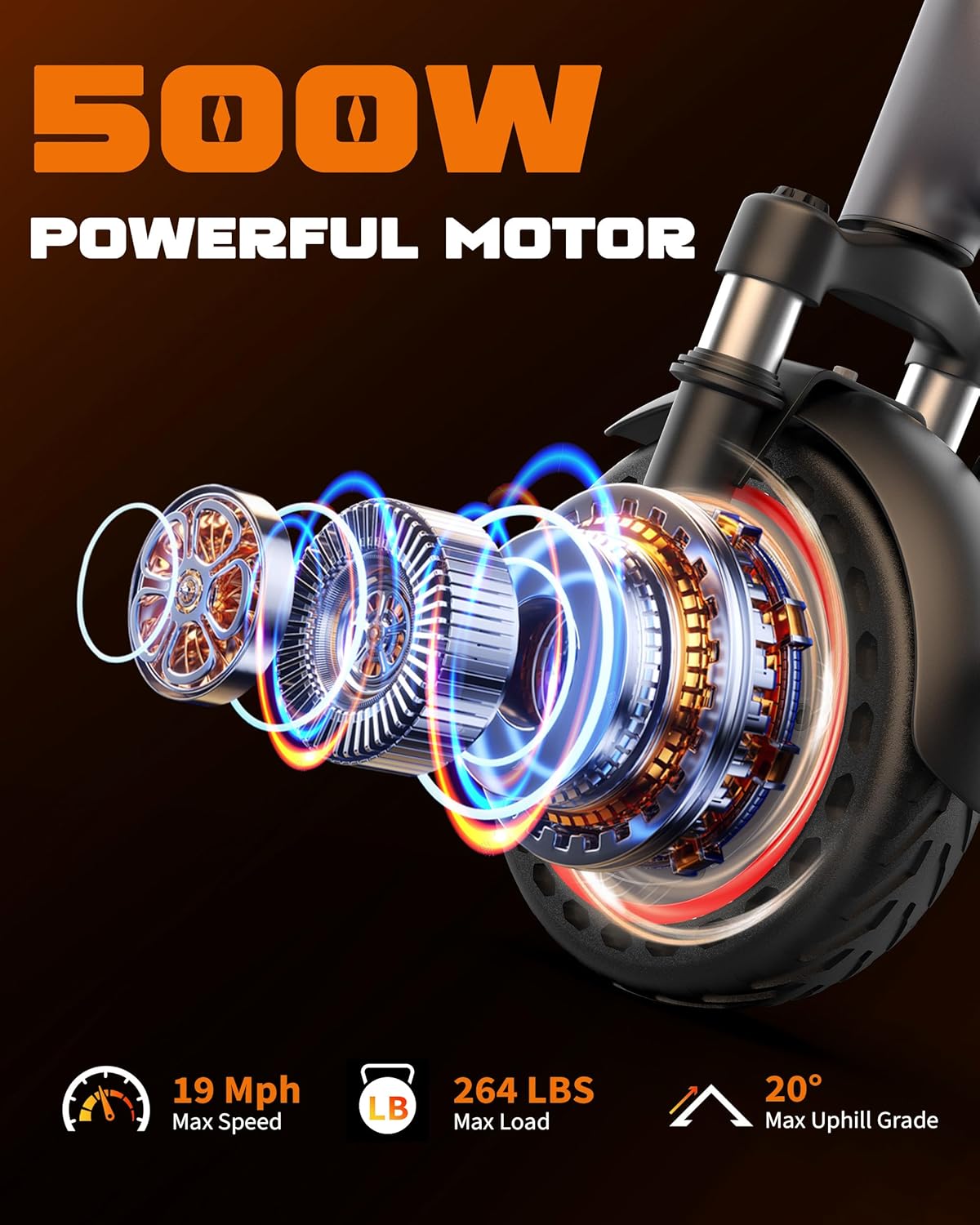 VOLPAM Electric Scooter, 350W/500W Powerful Motor, 8.5