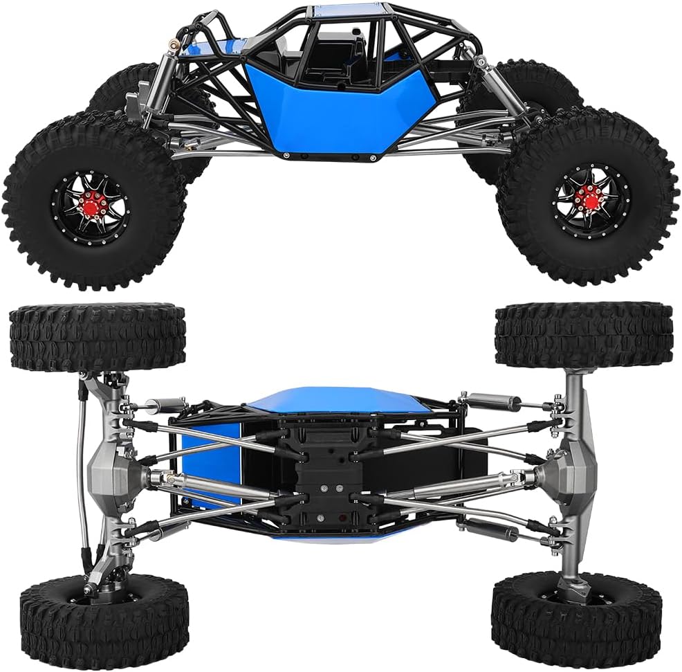 Metal DIY 330mm Wheelbase Rock Buggy Frame Chassis Crawler with VP Element Enduro Portal Axle Nylon Tube Roll Cage for 1/10 RC Crawler Axial SCX10 II Upgrades (Blue)