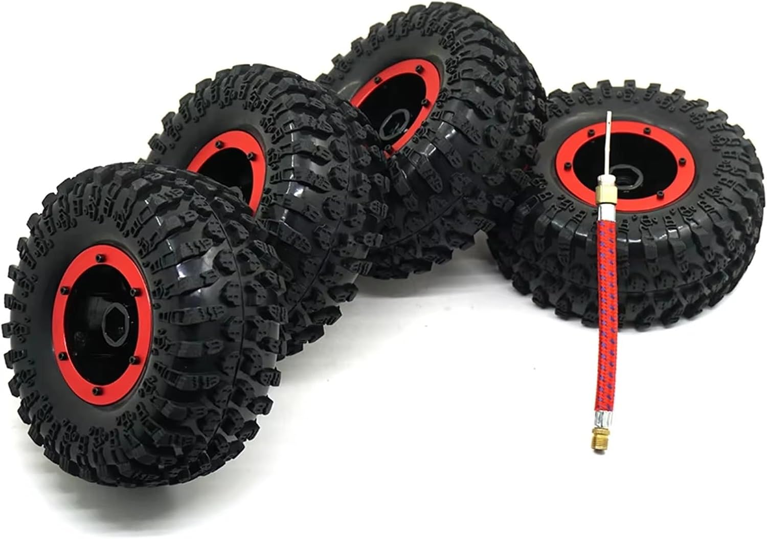 Compatible with Axial for Wraith 90018 for SCX10 for TRX4 1/10 RC Cars Parts 4PCS 2.2inch Inflatable Air Pneumatic Rubber Tires Wheel Rims RC Car Part Accessories