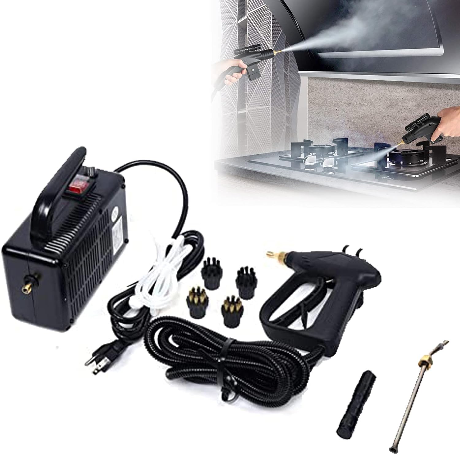 XYEJL Handheld Steam Cleaner High Pressure Steam Cleaner Machine All Around High Temperature Steamers Cleaner Machine for Home Cleaning Powerful Steam Tool 1700W 110V,Black