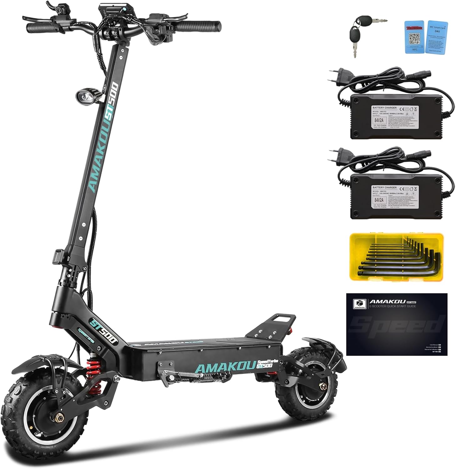 Electric Scooter for Adults, 38.3A Lithium Battery,Range 100-120km, 72V 10,000W Dual Power Motor,11 Inch Road Tire Adult Foldable Electric Scooter