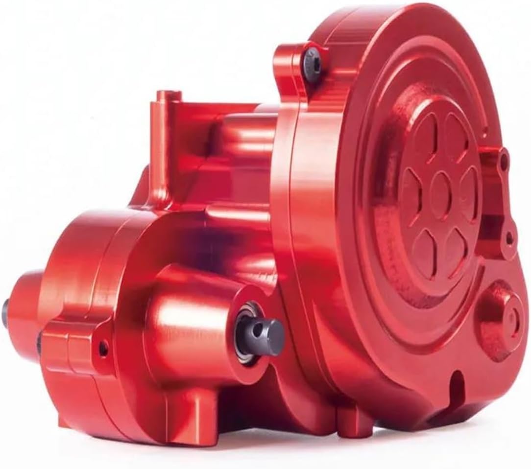 RC Car Upgrade Parts for Axial for RBX10 for Ryft 1/10 Complete Metal Gearbox Transmission Box with Gear RC Crawler Car Upgrade Parts with 17T Pinion Brass(Red)