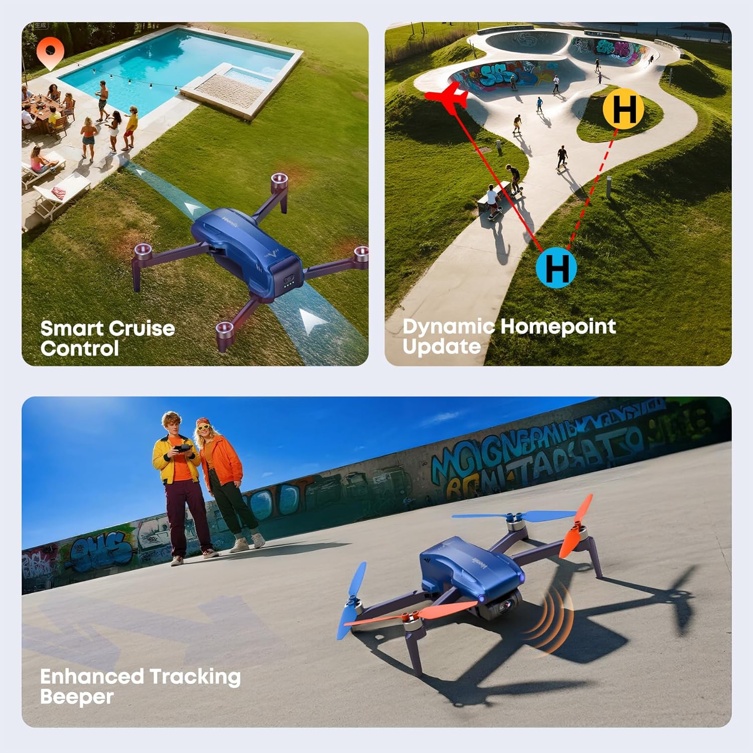 V11MINI 4K Drones with Camera for Adults and V11MINI 4K Original Intelligent Flight Battery 2200mAh 7.6V Replacement,Total 128 Mins Flight Time with 4 Batteries