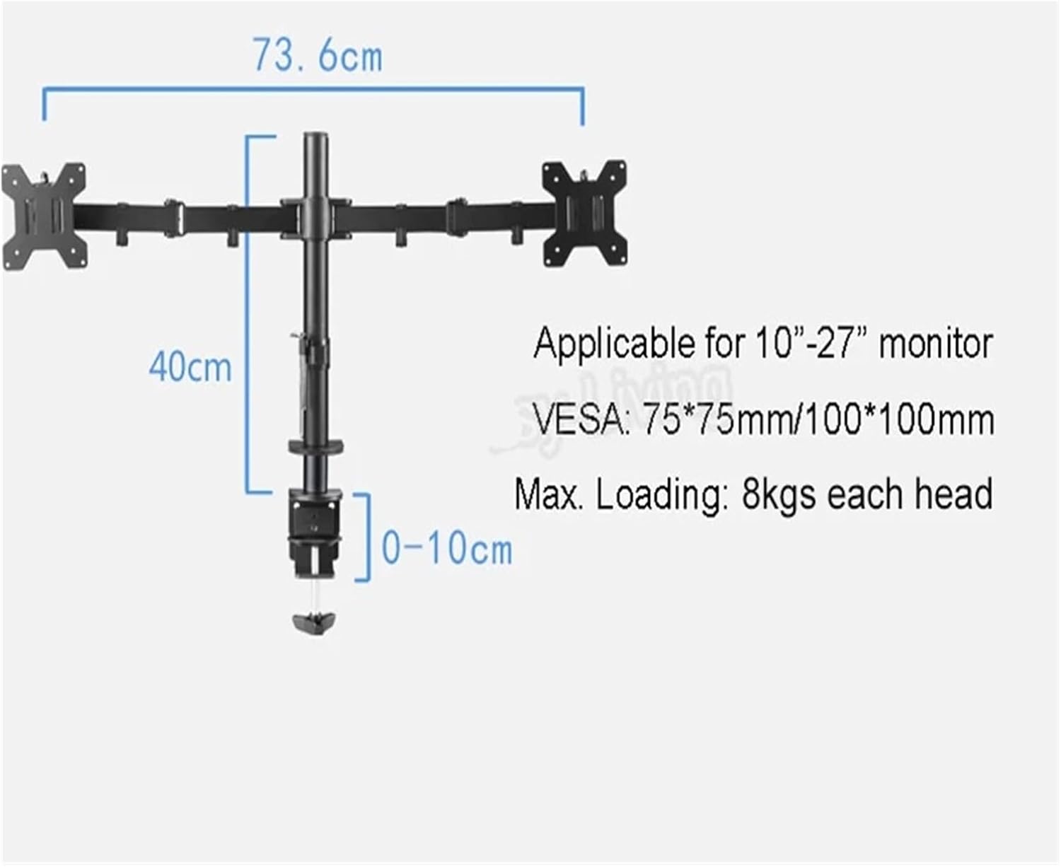 MS02 Desk Clamp Full Motion 360 Degree Dual Monitor Stand 10
