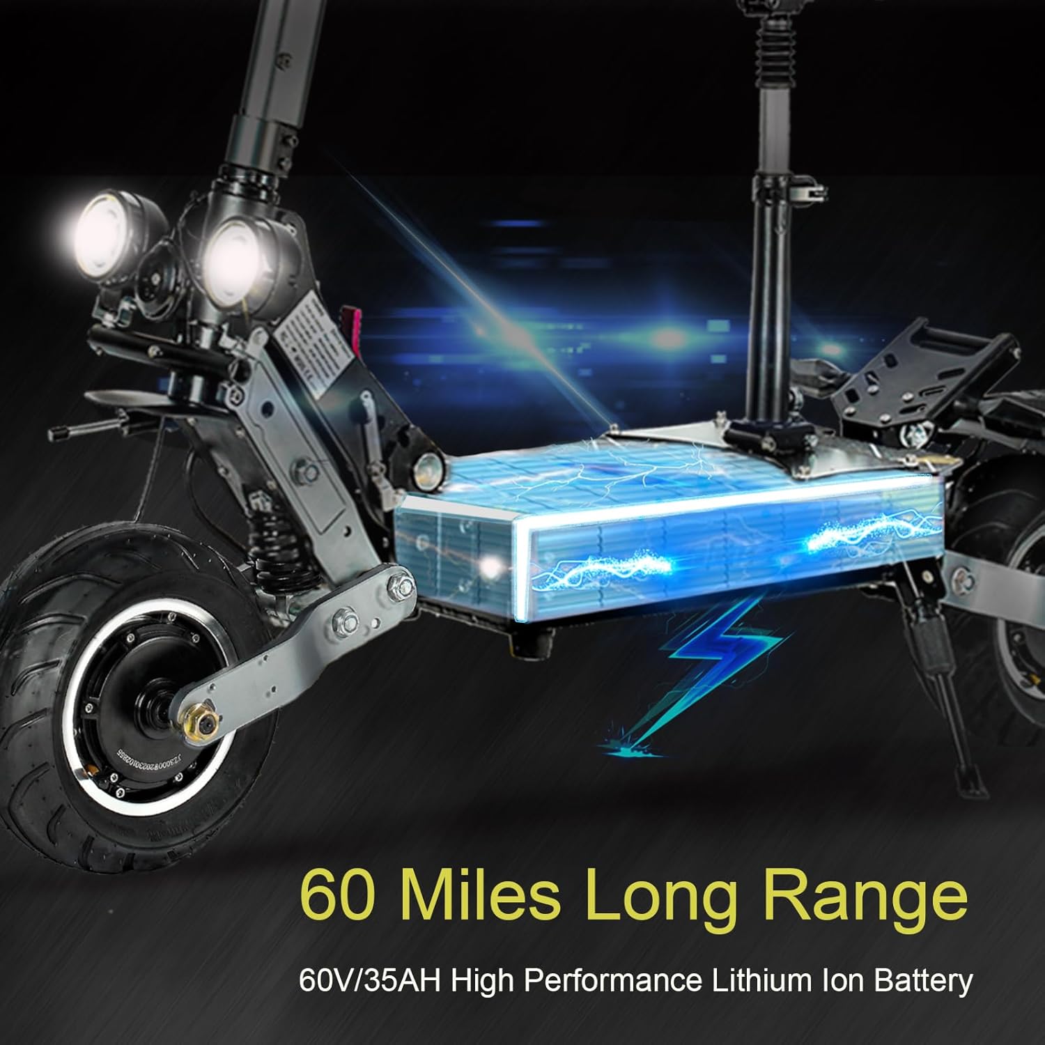 Adult Electric Scooter 50MPH Fast ZonDoo ZO01 Plus Pro 6000W Dual Motors 60 Miles Long Range Fat Tires Oil Hydraulic Brake Dual Suspension All Terrain Escooter with Seat for Heavy Duty Adults