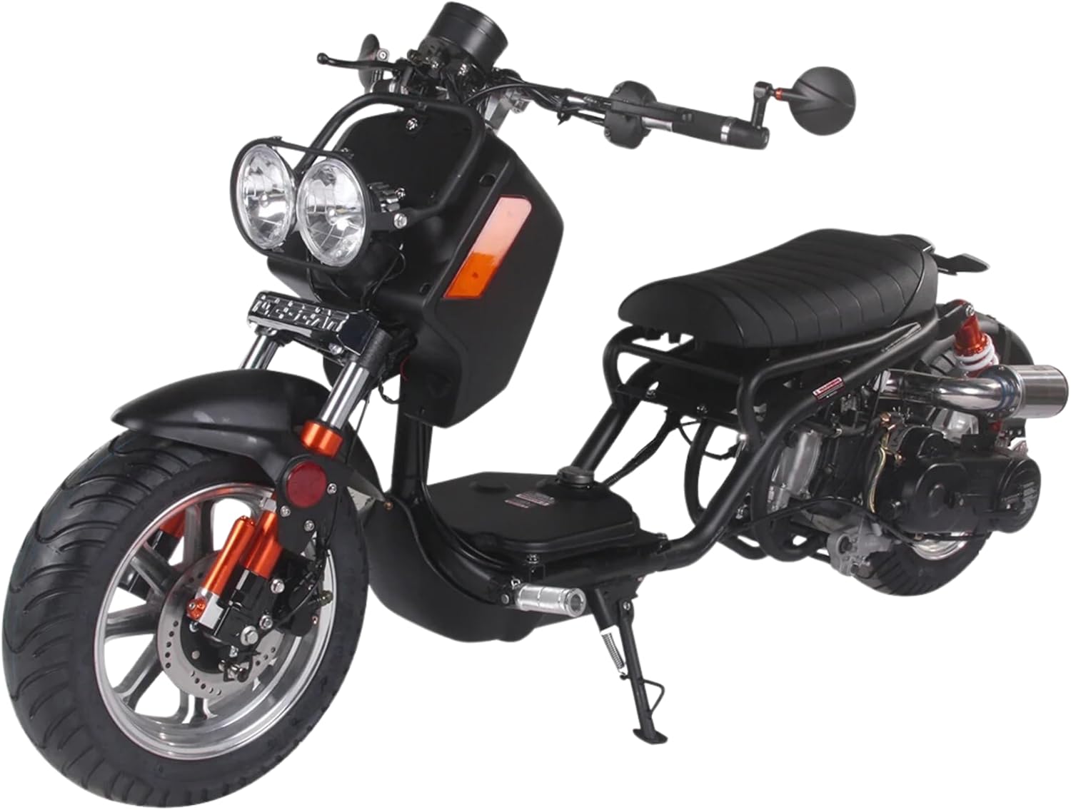 50cc Stretched Scooter Generation 4, Automatic Transmission, PMZ50-21, Street Legal Moped for Adults, LED Headlights Digital Speedometer Stretched-Out Ruckus Style, Powerful GY6 49cc Engine