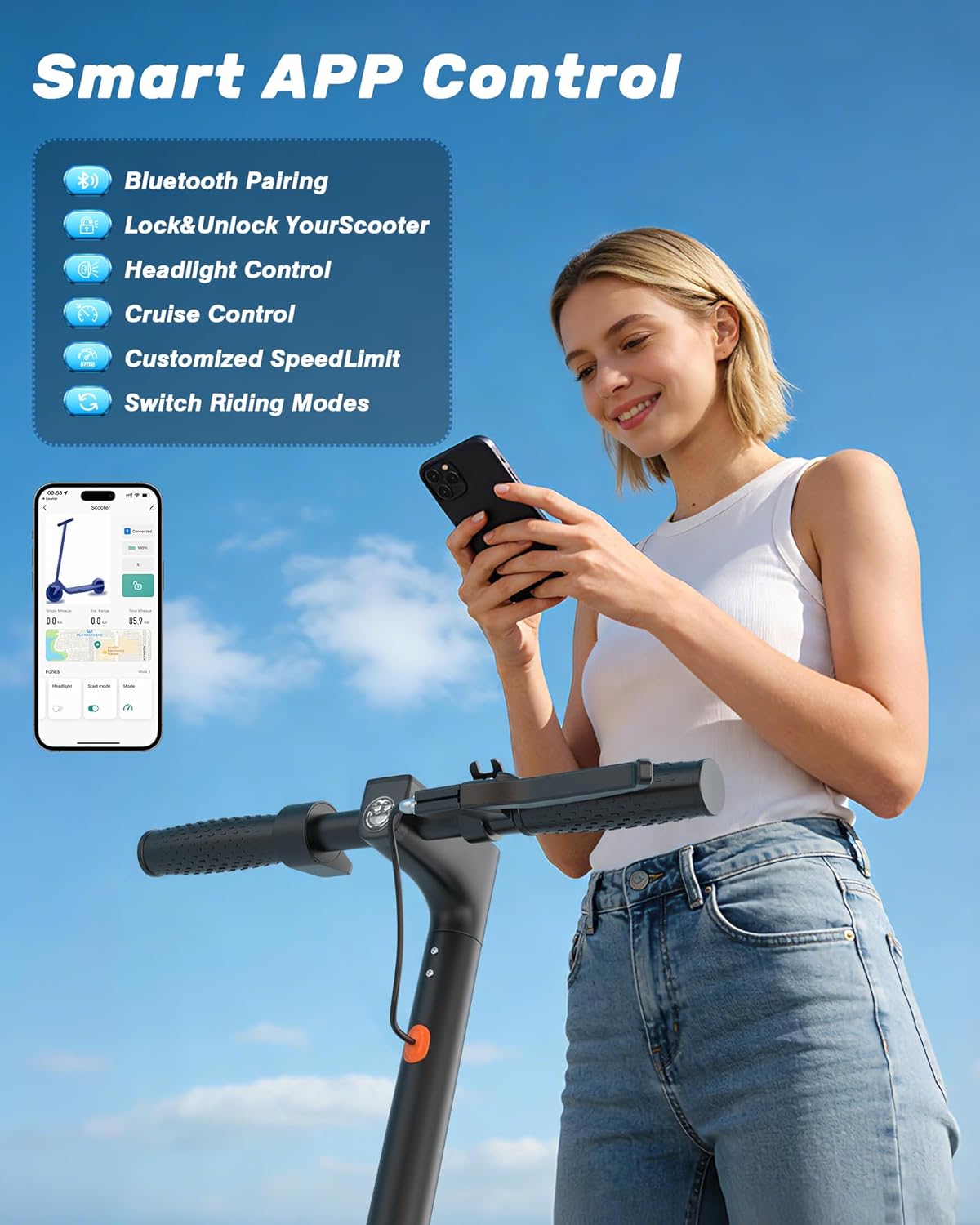 NAVIC Electric Scooter for Adults，Top Speed 19/22 MPH，Range 19/22/28 Miles，8.5”/10