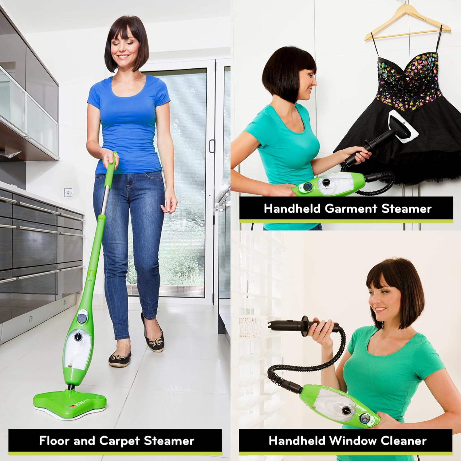H2O X5 5-in-1 Multi-Purpose Steam Mop, Handheld Steam Cleaner, Adjustable Height, Removable Tank, Large Capacity, Rapid Heat Up, Steam Control, Lightweight, High Pressure