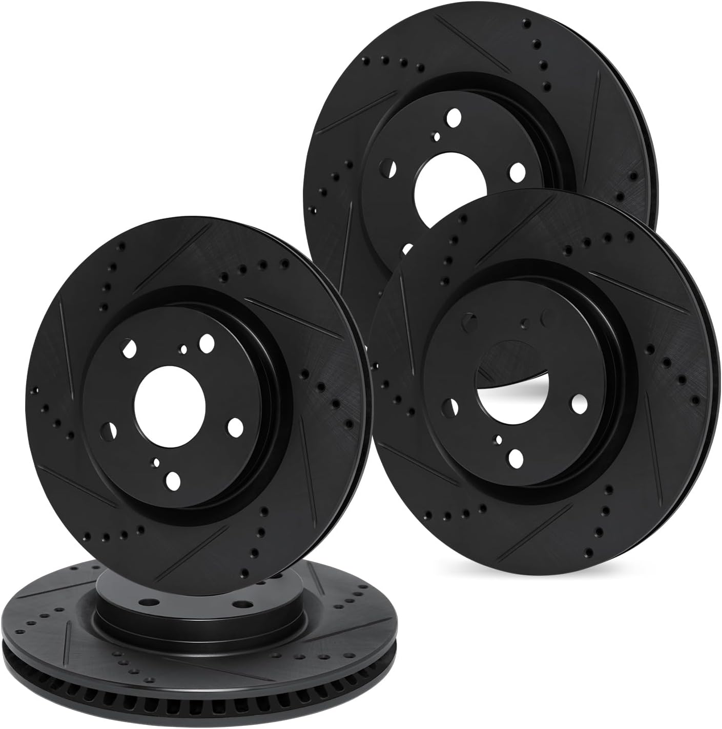 R1 Concepts Front and Rear Brake Rotors For 2021-2024 Jaguar F-Pace, I-Pace, Land Rover Range Rover| Drilled Slotted Disc Brake Rotors| Brakes and Rotors