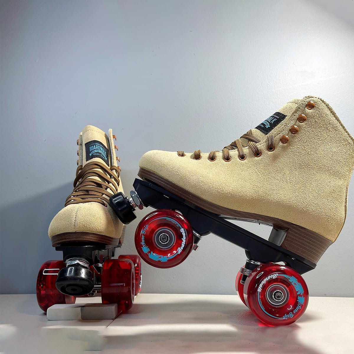 Sure Grip Tan Boardwalk Outdoor Roller Skates for Men & Women | Made in USA and Imported | 65mm Wheels with Nylon Sole Material - ABEC 3 Bearings with 5/8