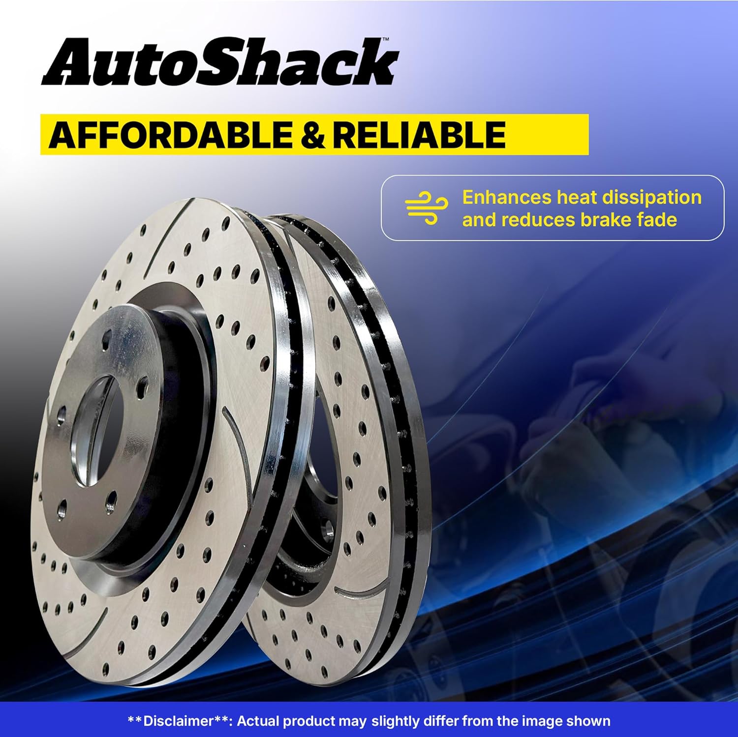 AutoShack Front & Rear Drilled & Slotted Brake Rotors Replacement for 2012-2018 Ford F-150 2.7L 3.0L 3.3L 3.5L 3.7L 5.0L 6.2L V6 V8 4WD AWD RWD E-Coated 4-PC Set ShadowGuard