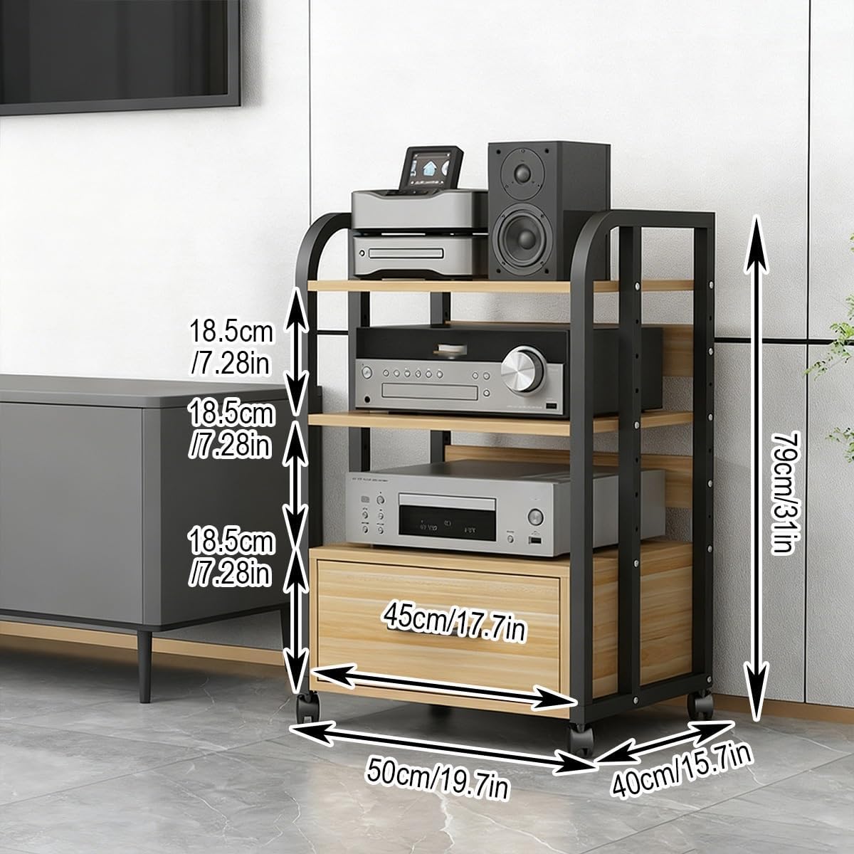 JDPYURV Heavy Duty Media Stand with Drawer & Wheels