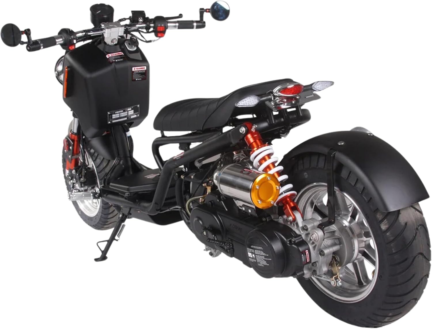 50cc Stretched Scooter Generation 4, Automatic Transmission, PMZ50-21, Street Legal Moped for Adults, LED Headlights Digital Speedometer Stretched-Out Ruckus Style, Powerful GY6 49cc Engine