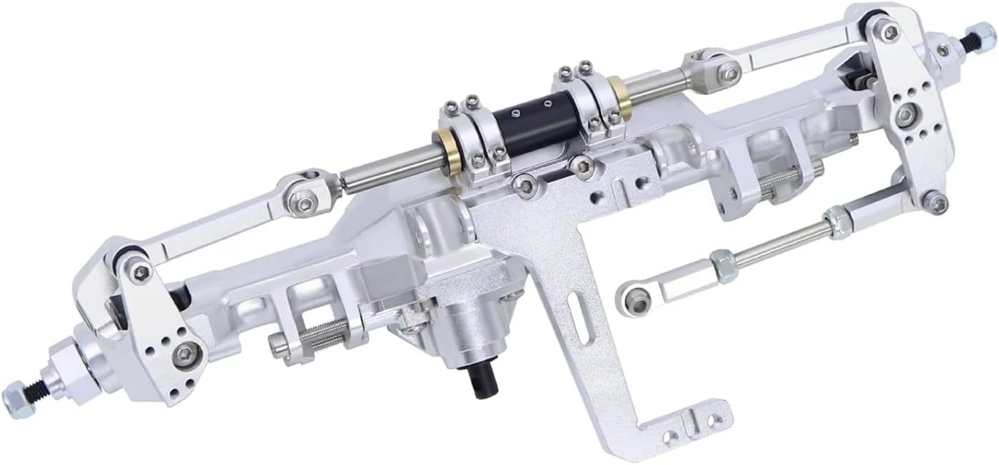 Compatible with Vanquish H10 1/10 RC Crawler Car Upgrade Parts CNC Aluminum Front Rear Straight Complete Axle Set RC Front and Rear Axle(Silver,1Set)