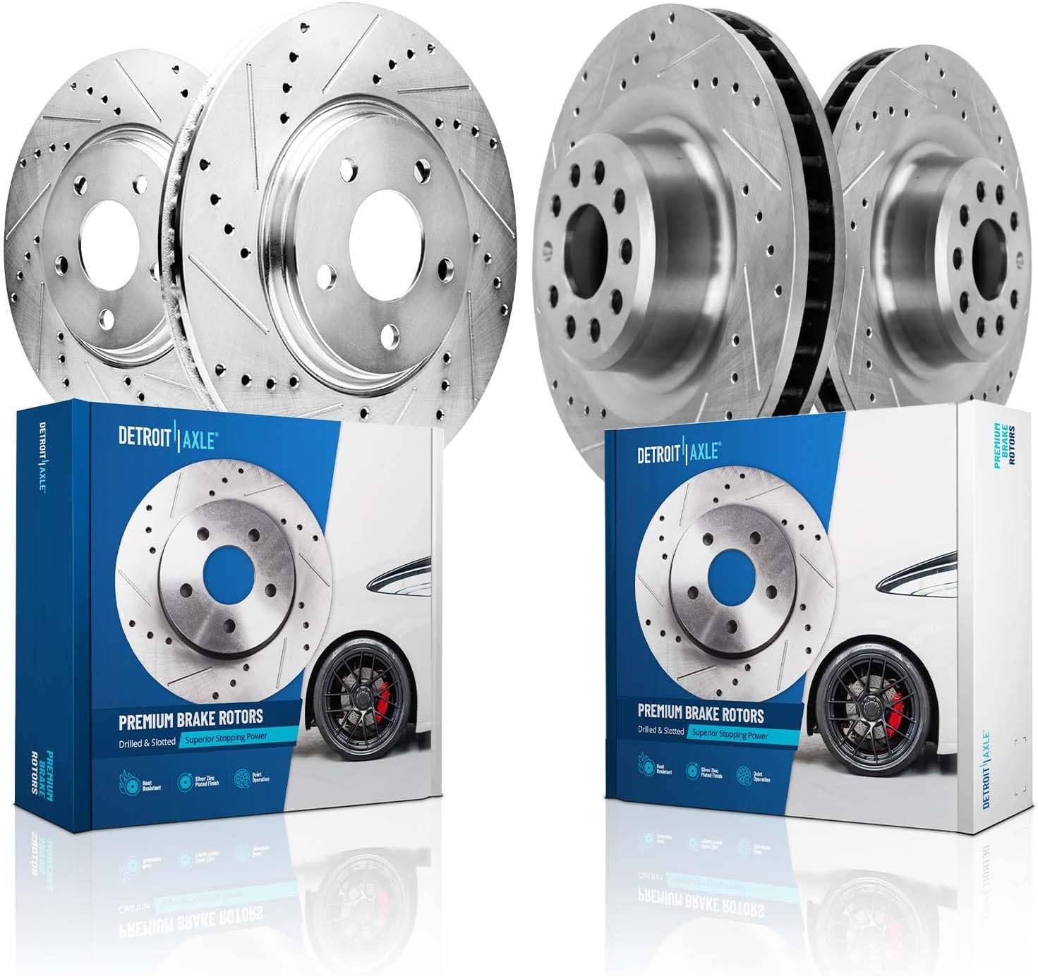 Detroit Axle - Brake Rotors for 2016-2021 Tesla Model S Model X, Drilled and Slotted Disc Brake Rotors Replacement : 13.98